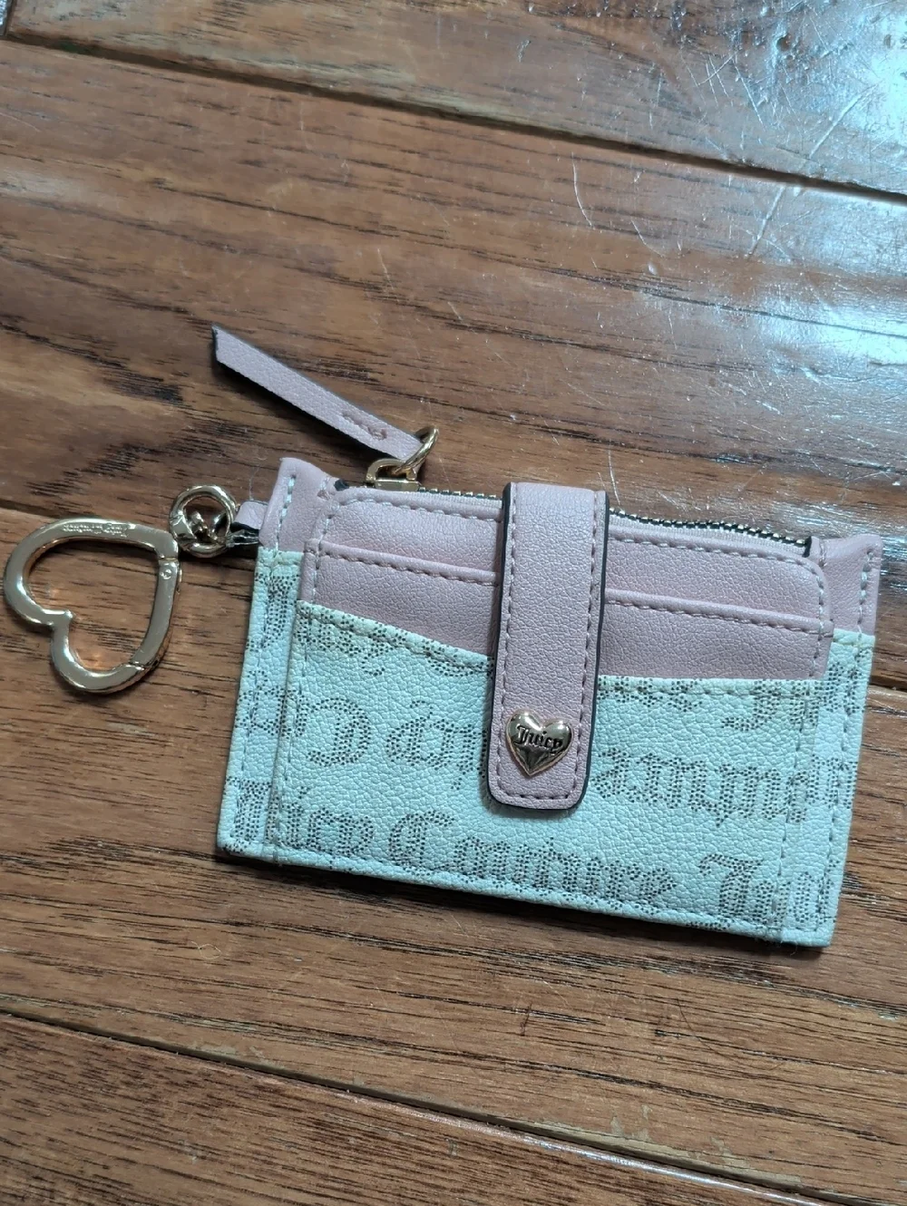 Juicy Couture Spring Fling Tab Pink Logo-Print Card Holder Keychain